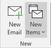 New Items drop-down list in Classic ribbon Outlook 365