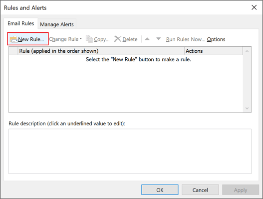 Manage Rules and Alerts button in Outlook for Microsoft 365 Manage Rules and Alerts button in Outlook 365