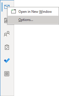 Mail Options in new Navigation bar Outlook 365