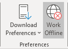 Work Offline button in Outlook 365