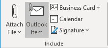 Outlook Item in Classic ribbon Outlook 365
