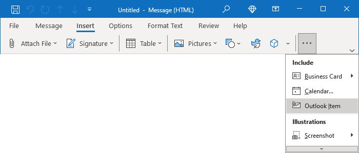 Outlook Item in Simplified ribbon Outlook 365