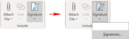 Signature button in Classic ribbon 2 Outlook 365