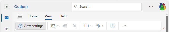 View settings button in Outlook for Web