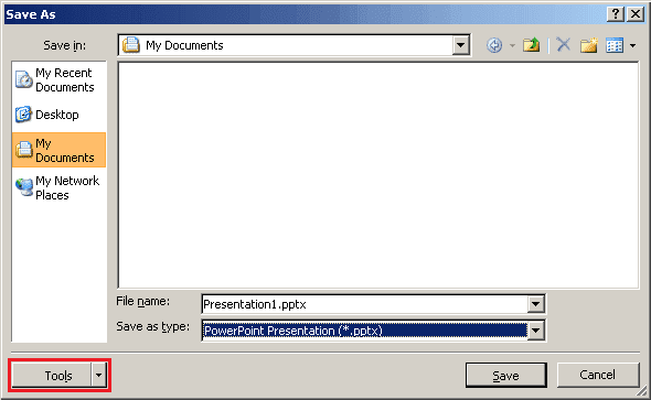 Save as Tools in PowerPoint 2007