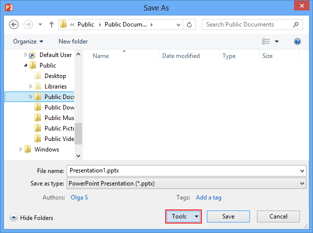 Tools in PowerPoint 2013