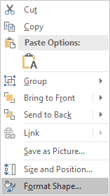 Format shape in popup PowerPoint 2016