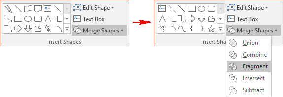 Fragment shapes in PowerPoint 2016