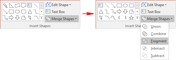 Fragment shapes in PowerPoint 2016 Fragment shapes in PowerPoint 2016