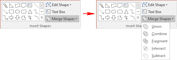 Merge Shapes operations in PowerPoint 2016