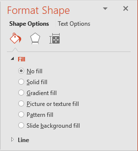 No Fill for shape in PowerPoint 2016