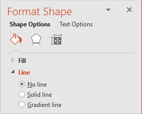 Line in Format Shape pane in PowerPoint 2016