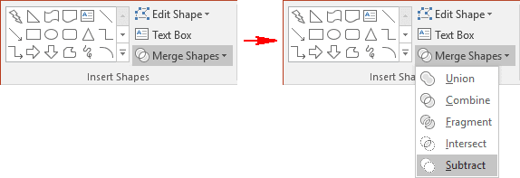 Subtract shapes in PowerPoint 2016