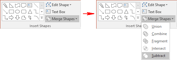 Subtract shapes in PowerPoint 2016 Subtract shapes in PowerPoint 2016