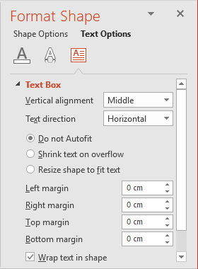 Format Shape pane in PowerPoint 2016