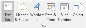 Text box in PowerPoint 2016