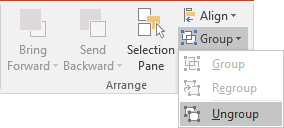 Ungroup shapes in PowerPoint 2016
