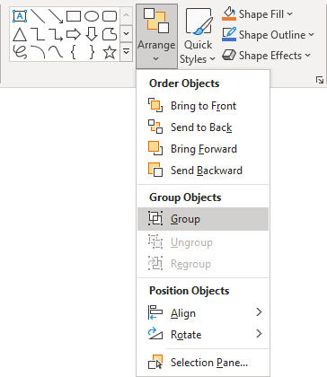 Group shapes in PowerPoint 365