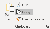 Copy button in PowerPoint 365