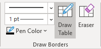 Draw Table button in PowerPoint 365