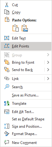 Edit Points in popup in PowerPoint 365