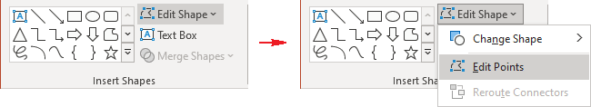 Edit Points in Insert Shapes group in PowerPoint 365