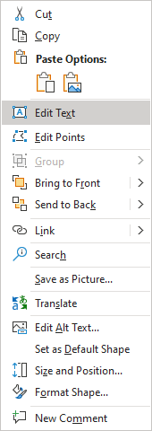 Edit text in popup in PowerPoint 365