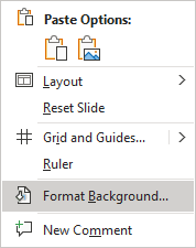 Format Background in popup menu PowerPoint 365