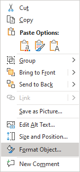 Format object in popup menu PowerPoint 365
