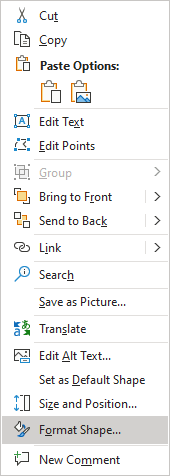 Format shape in popup in PowerPoint 365