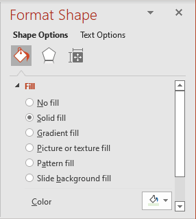 Color in Format Shape pane in PowerPoint 365