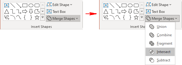 Intersect shapes in PowerPoint 365