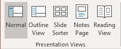 Presentation Views group in PowerPoint 365