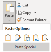 Paste special in PowerPoint 365