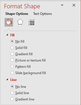 No fill and no line for Shape in PowerPoint 365