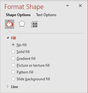 No Fill in Format Shape pane PowerPoint 365