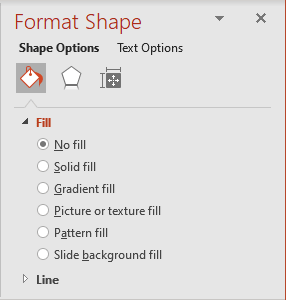 No Fill in Format Shape pane PowerPoint for Microsoft 365 No Fill in Format Shape pane PowerPoint 365