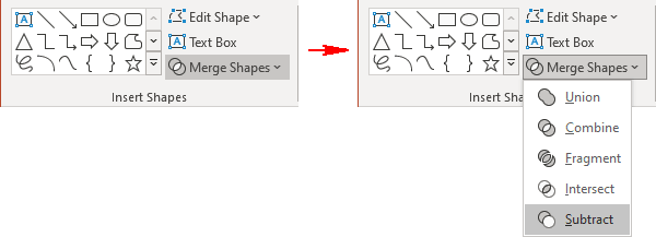 Subtract shapes in PowerPoint for Microsoft 365 Subtract shapes in PowerPoint 365