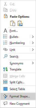 Format shape in popup in PowerPoint 365