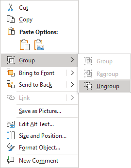 Popup ungroup shapes in PowerPoint for Microsoft 365
