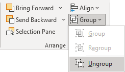 Ungroup shapes in PowerPoint 365 Ungroup shapes in PowerPoint 365