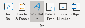 WordArt button 1 in PowerPoint 365