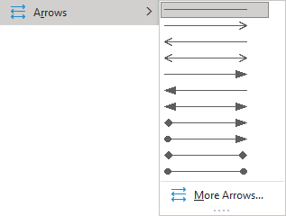 Arrows list in the Format tab PowerPoint 365