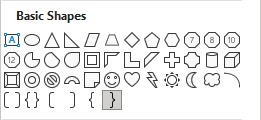 Right Brace shape in Excel 365