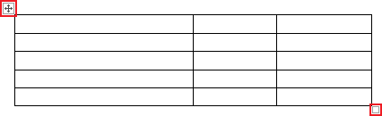 The table selection icons in Word 2016