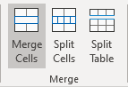 Merge Cells button in Word 365
