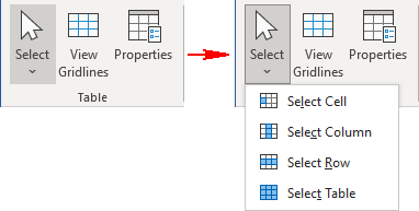 Select button in Word 365