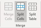 Split Cells button in Word 365