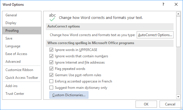 How To Remove A Word From The Custom Dictionary Microsoft Word 2016