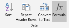 Formula in Word 2016